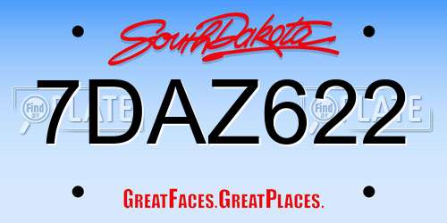 7DAZ622 South Dakota License Plate