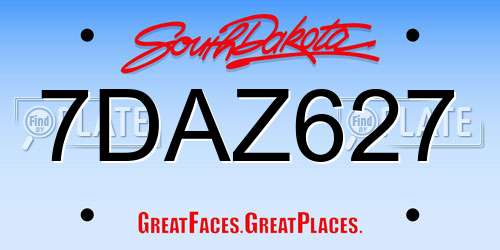 7DAZ627 South Dakota License Plate