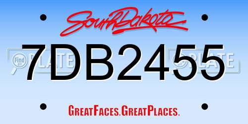 7DB2455 South Dakota License Plate