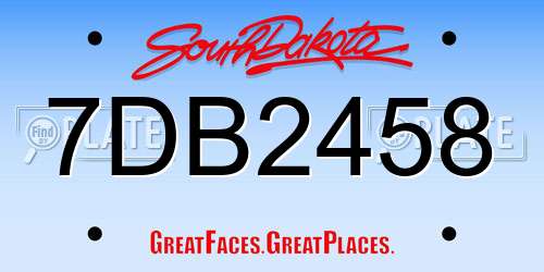 7DB2458 South Dakota License Plate