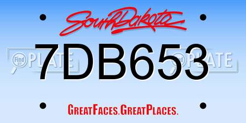 7DB653 South Dakota License Plate