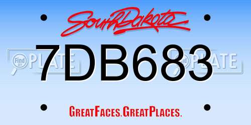 7DB683 South Dakota License Plate