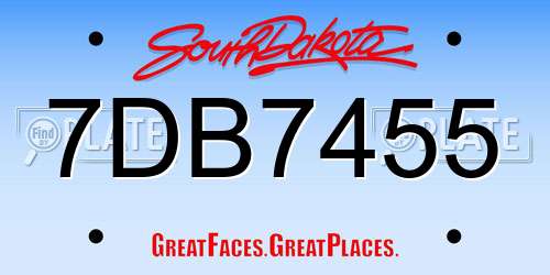 7DB7455 South Dakota License Plate