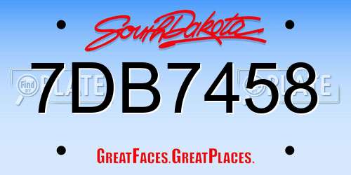 7DB7458 South Dakota License Plate