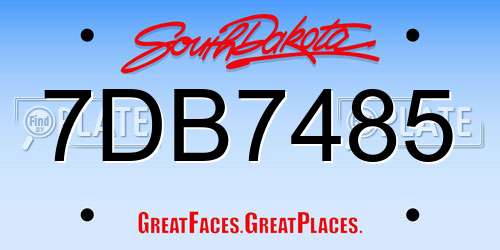7DB7485 South Dakota License Plate