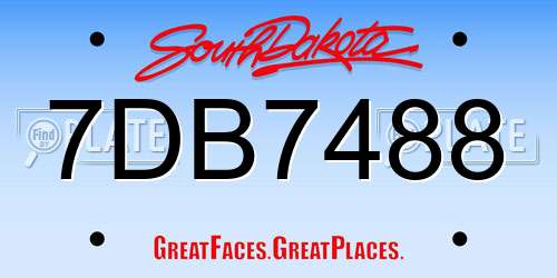 7DB7488 South Dakota License Plate