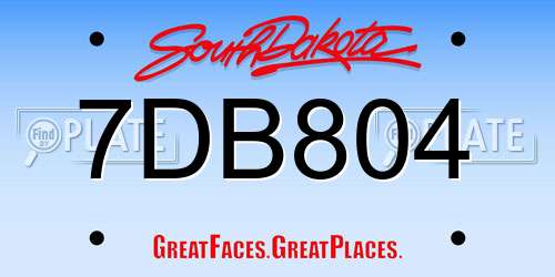 7DB804 South Dakota License Plate