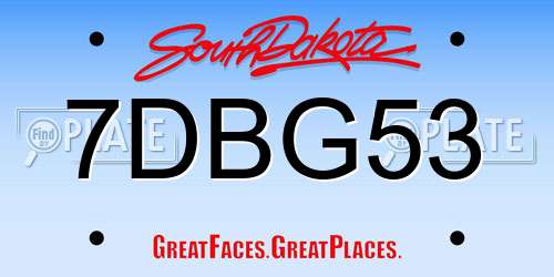 7DBG53 South Dakota License Plate
