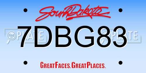7DBG83 South Dakota License Plate