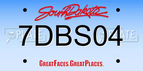 7DBS04 South Dakota License Plate