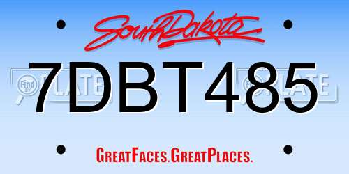 7DBT485 South Dakota License Plate