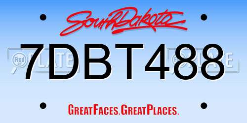 7DBT488 South Dakota License Plate
