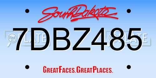 7DBZ485 South Dakota License Plate