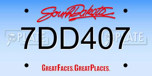7DD407 South Dakota License Plate