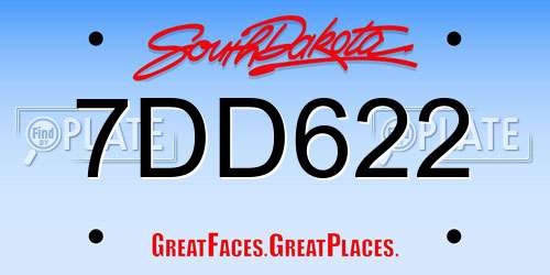 7DD622 South Dakota License Plate