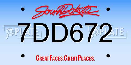 7DD672 South Dakota License Plate