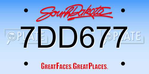 7DD677 South Dakota License Plate