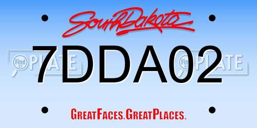 7DDA02 South Dakota License Plate