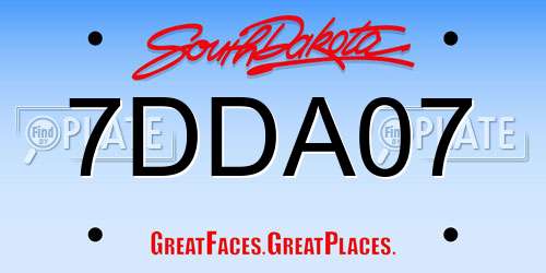 7DDA07 South Dakota License Plate