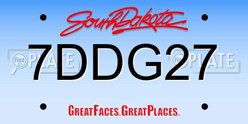 7DDG27 South Dakota License Plate