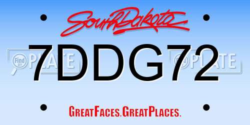 7DDG72 South Dakota License Plate