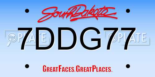 7DDG77 South Dakota License Plate