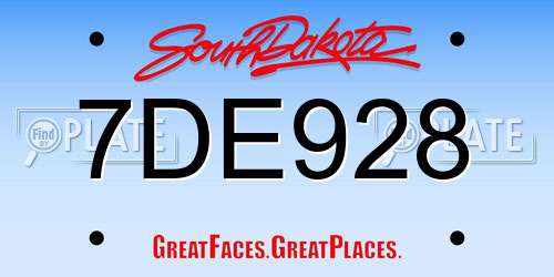 7DE928 South Dakota License Plate