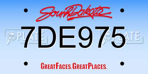 7DE975 South Dakota License Plate