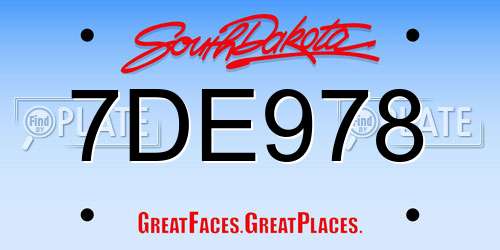 7DE978 South Dakota License Plate
