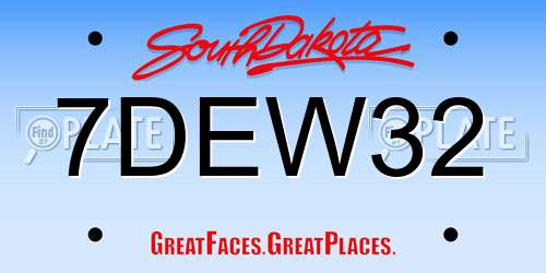 7DEW32 South Dakota License Plate