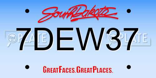 7DEW37 South Dakota License Plate