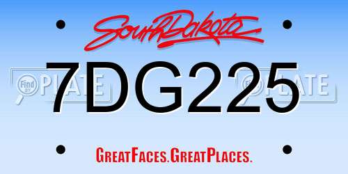 7DG225 South Dakota License Plate