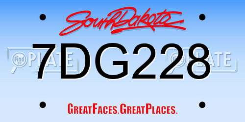 7DG228 South Dakota License Plate