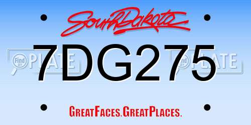 7DG275 South Dakota License Plate