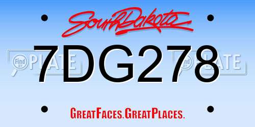 7DG278 South Dakota License Plate