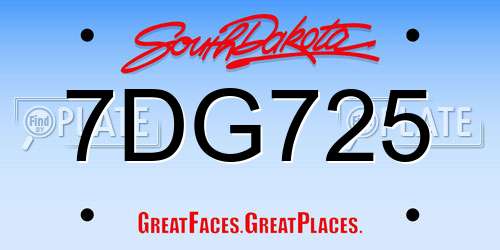 7DG725 South Dakota License Plate