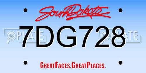 7DG728 South Dakota License Plate