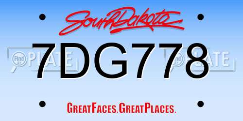 7DG778 South Dakota License Plate