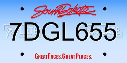 7DGL655 South Dakota License Plate