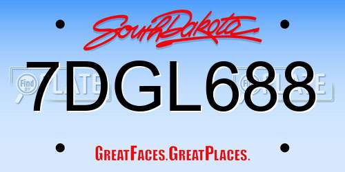 7DGL688 South Dakota License Plate