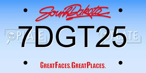 7DGT25 South Dakota License Plate