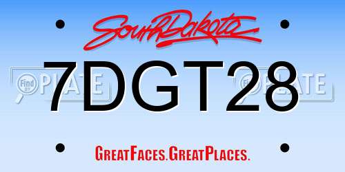 7DGT28 South Dakota License Plate