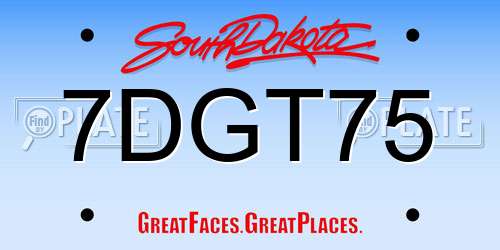 7DGT75 South Dakota License Plate