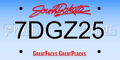 7DGZ25 South Dakota License Plate