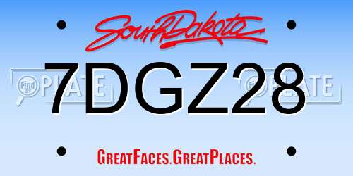 7DGZ28 South Dakota License Plate