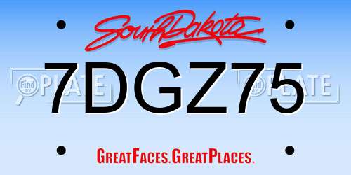 7DGZ75 South Dakota License Plate