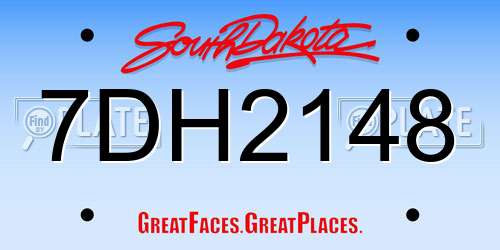 7DH2148 South Dakota License Plate