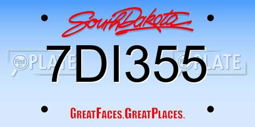 7DI355 South Dakota License Plate