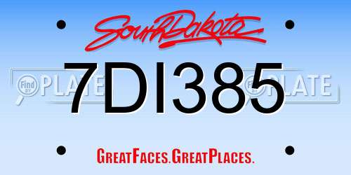 7DI385 South Dakota License Plate