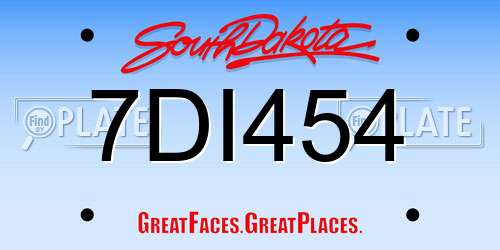 7DI454 South Dakota License Plate